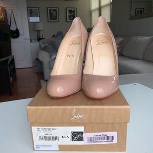 Christian Louboutin Fifi 100 Patent Nude Pump